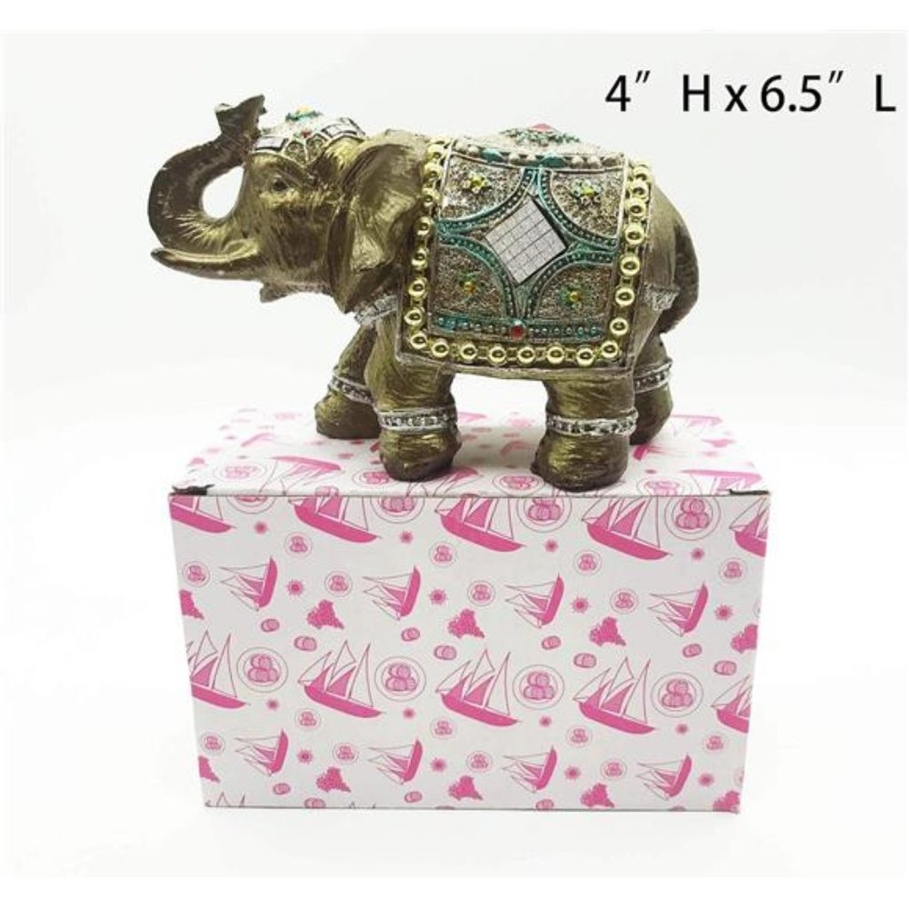 Mose Cafolo Stunning Brass Bronze Color 6" Elegant Elephant Trunk Feng Shui Stat - Picture 5 of 6
